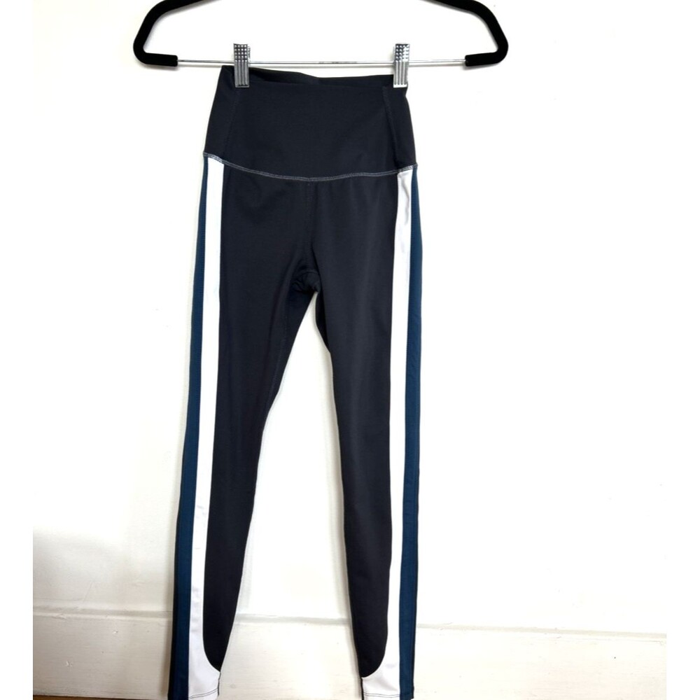 Splits59 High Waist Rigor 7/8 Leggings Stripe Gray Blue White Sz XS Athleisure